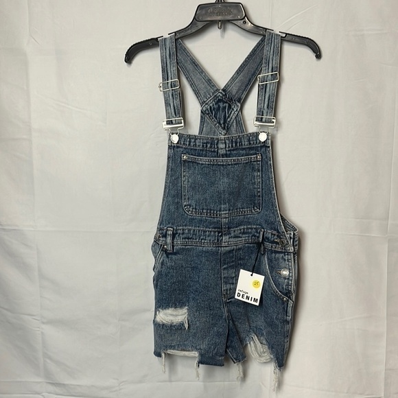 Denim - REFUGE Denim Bib Overall Shorts. New